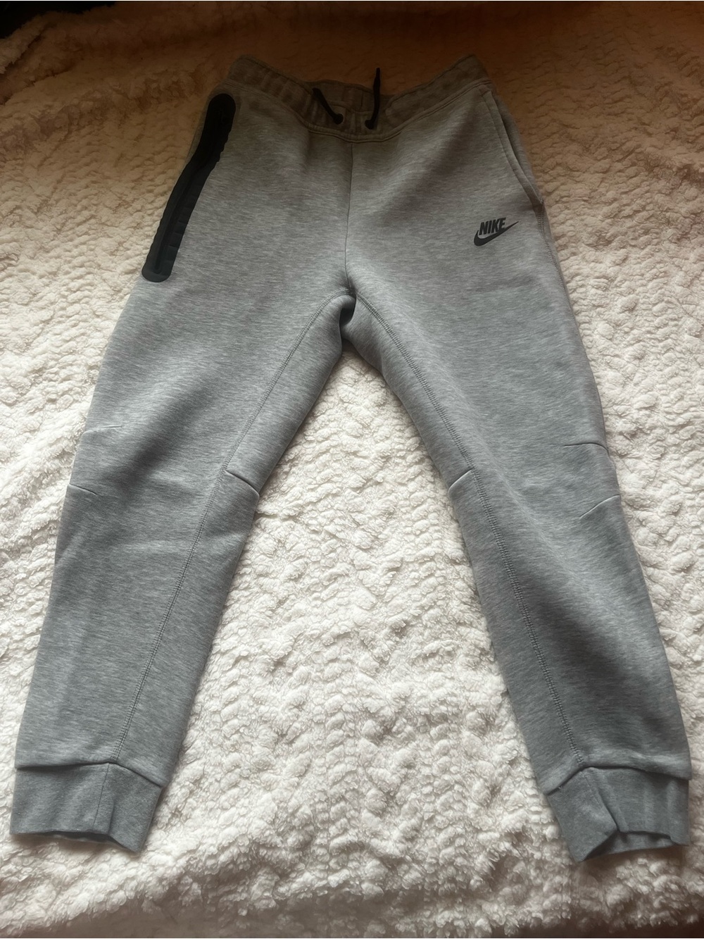 Nike Kids Grey Fleece Jogger Pants with Black Zip Pocket